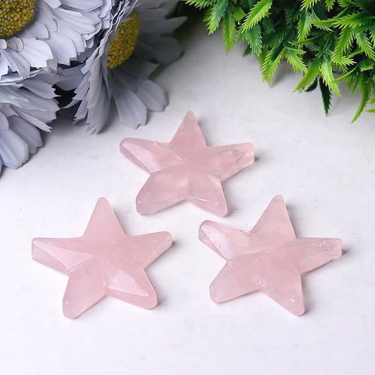 2" Rose Quartz Star Crystal Carvings Wholesale Crystals USA