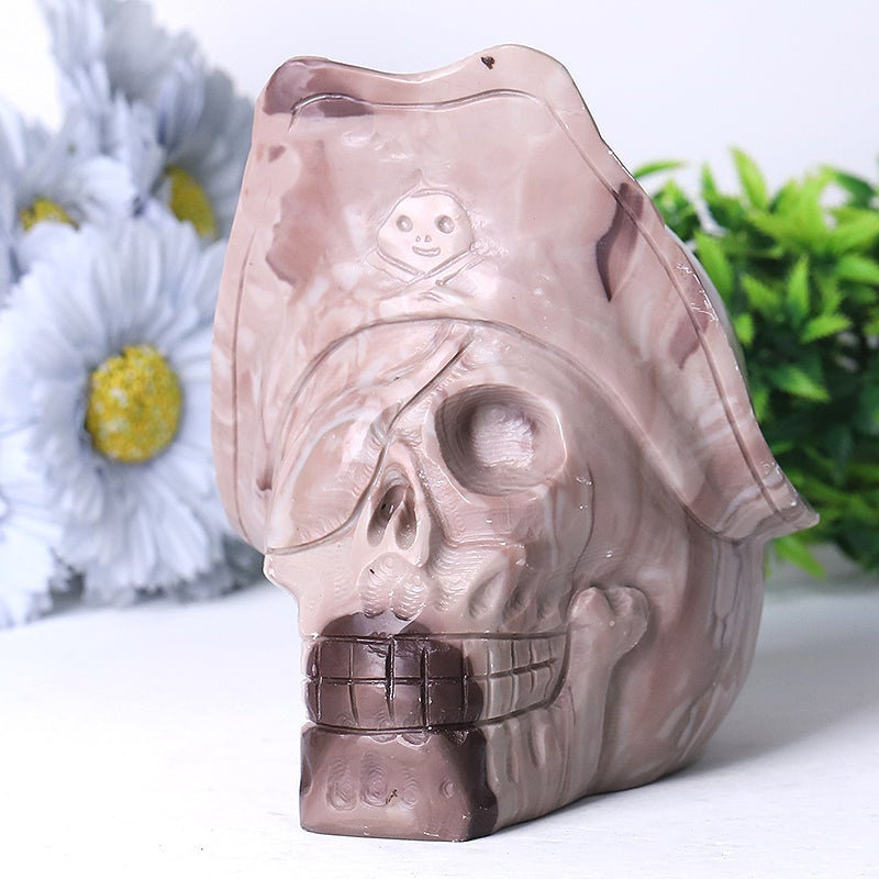 5.5" Unique Jade Corsair Skull Crystal Carvings