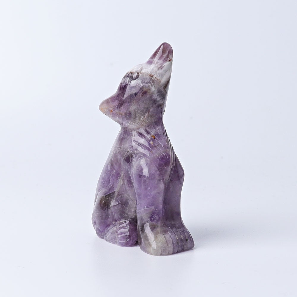 3" Dream Amethyst Wolf Crystal Carvings Wholesale Crystals USA