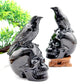Black Obsidian Skull with Crow - Skull Carving, Obsidian Skull Wholesale Crystals USA