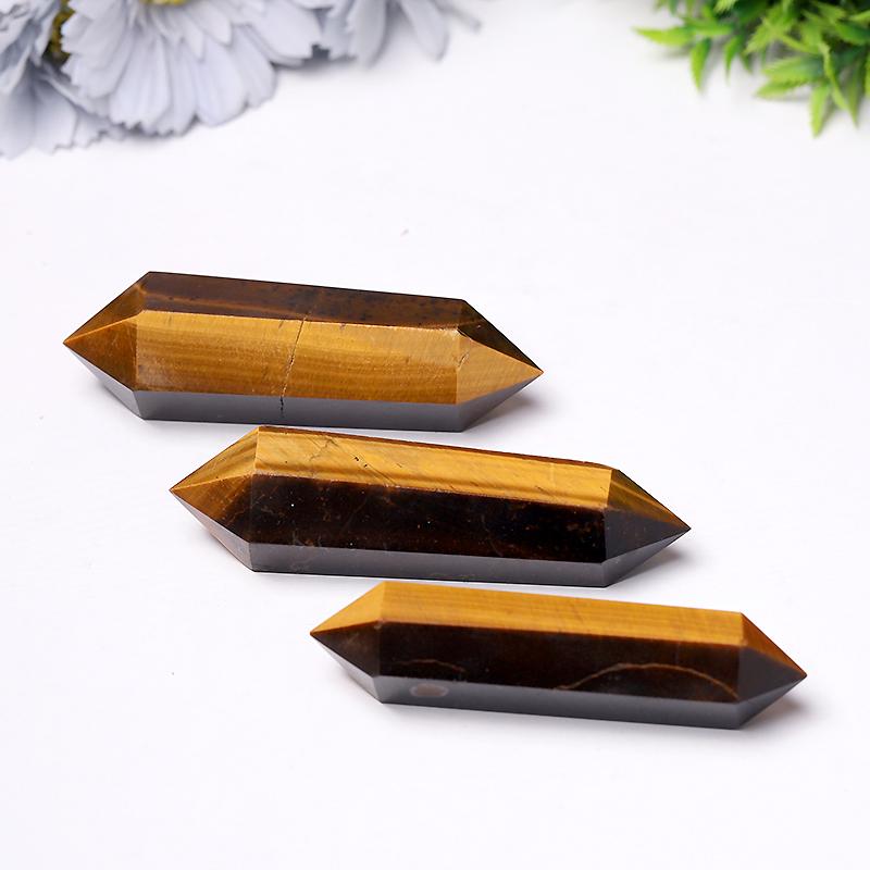 Wholesale Natural High Quality Tiger Eye Stone Quartz Crystal Double Point DT Wand Wholesale Crystals USA