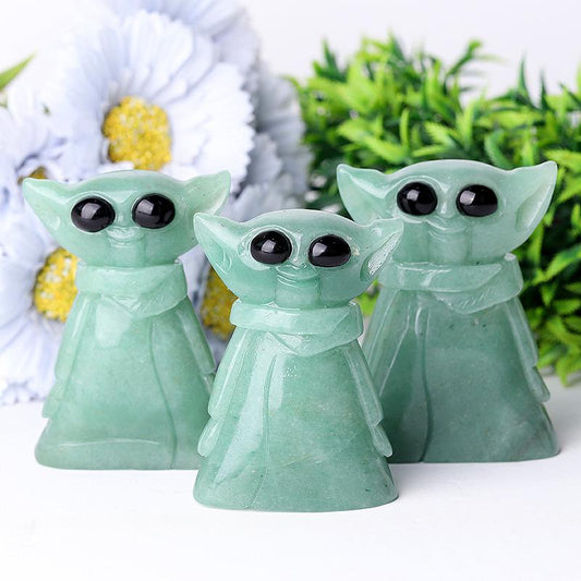 3" Green Aventurine Baby Yoda Master Crystal Carvings Wholesale Crystals USA
