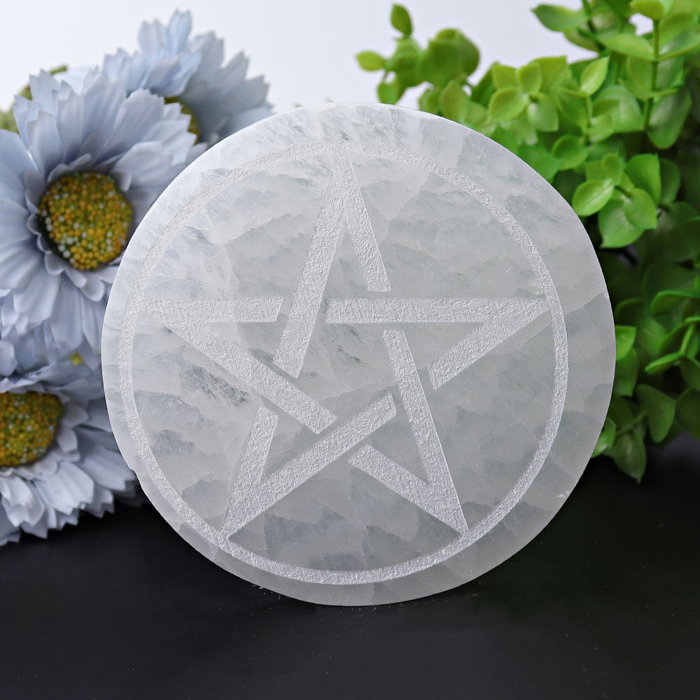 4" Selenite Coaster with Printing Wholesale Crystals USA