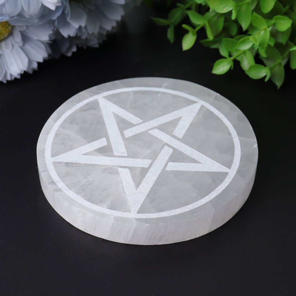 4" Selenite Coaster with Printing Wholesale Crystals USA