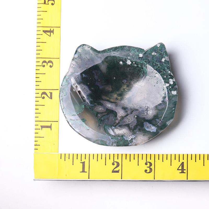 3.5" Moss Agate Cat Head Bowl Crystal Carvings Wholesale Crystals USA