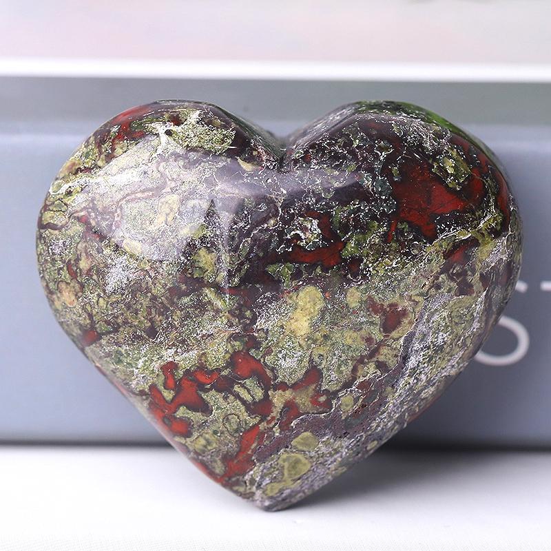 2.0-2.5"Dragon Blood Stone Heart Shape Crystal Carvings Wholesale Crystals USA