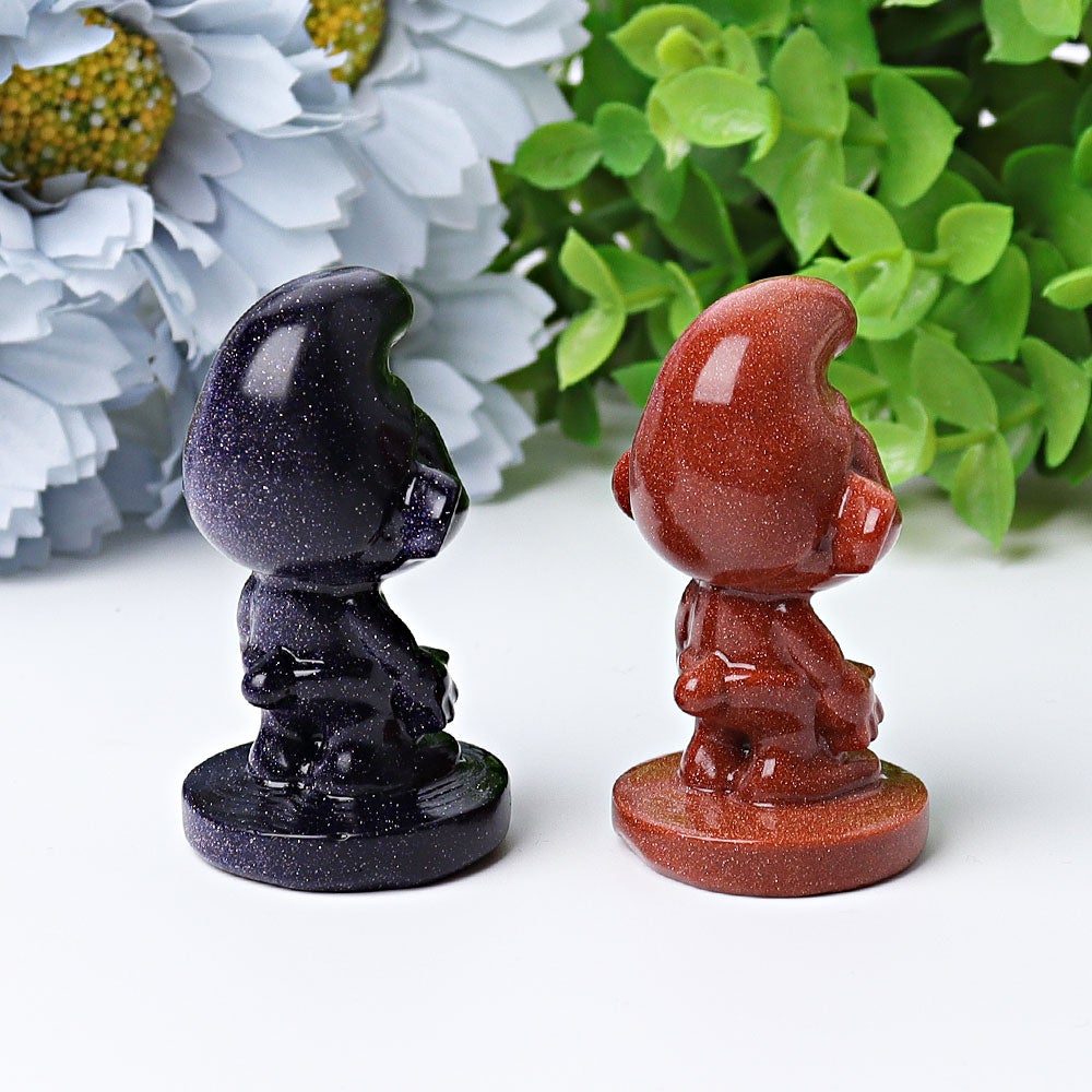 2.1" Blue Golden Sandstone Smurfs Crystal Carvings Wholesale Crystals USA