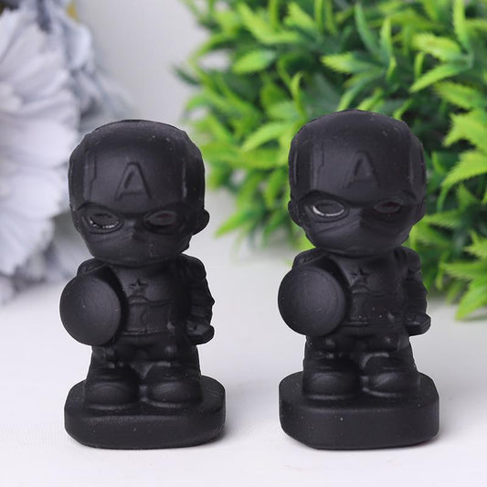 Black Obsidian American Captain Crystal Carvings Wholesale Crystals USA