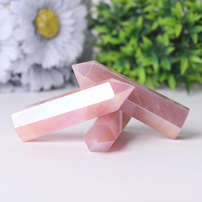 Wholesale Aura Rose Quartz Points for Collection Wholesale Crystals USA