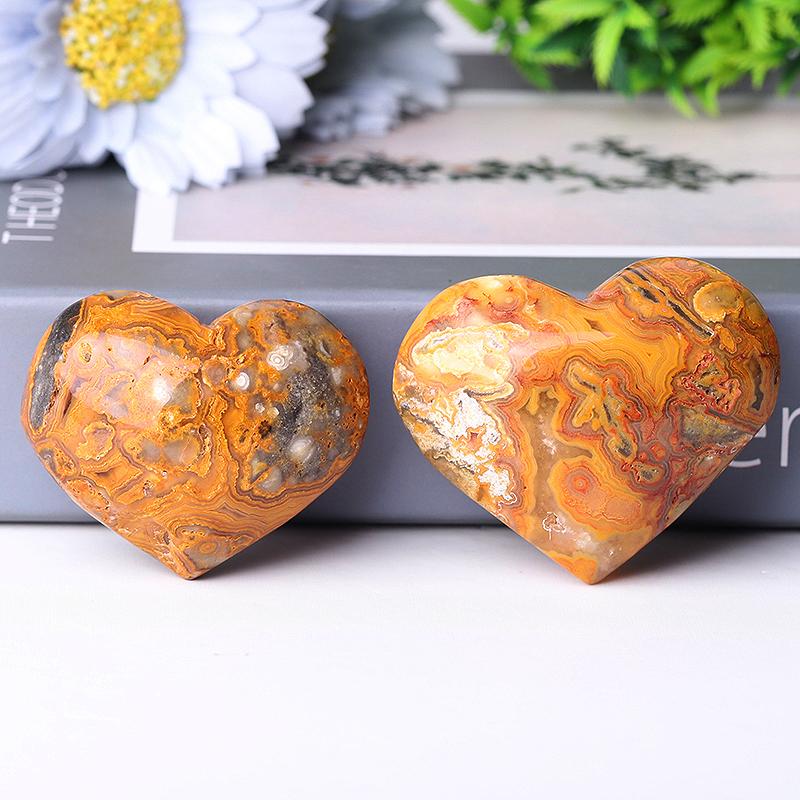 2.0-2.5" Crazy Agate Heart Shape Crystal Carving Wholesale Crystals USA