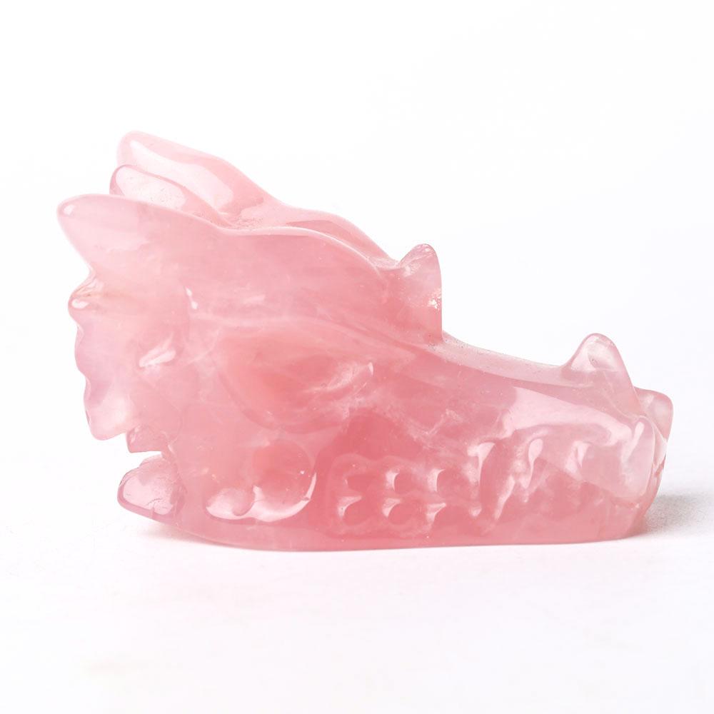 Rose Quartz Dragon Head Carving for Decoration Wholesale Crystals USA