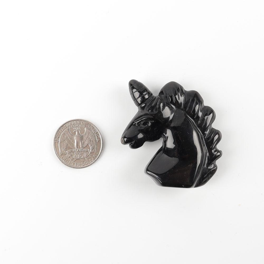 2" Black Obsidian Crystal Carving Unicorn Wholesale Crystals USA