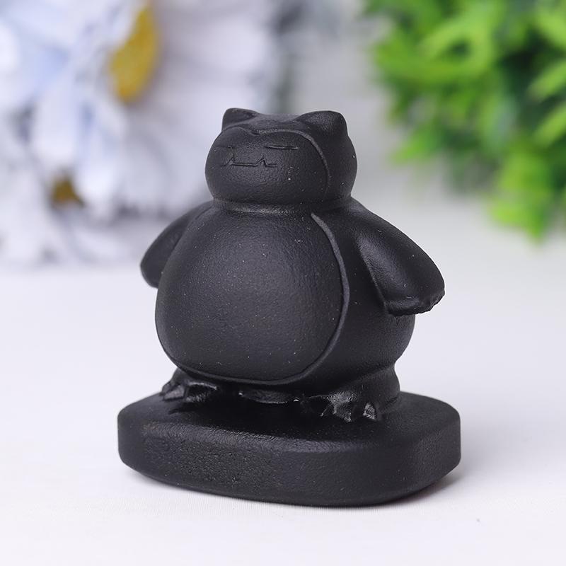 2" Black Obsidian Snorlax Crystal Carvings Wholesale Crystals USA