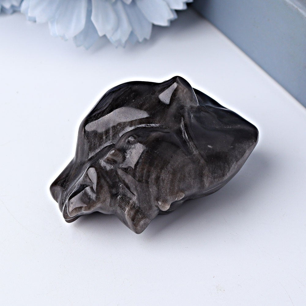 2.7" Silver Obsidian Heart Crystal Carvings Wholesale Crystals USA