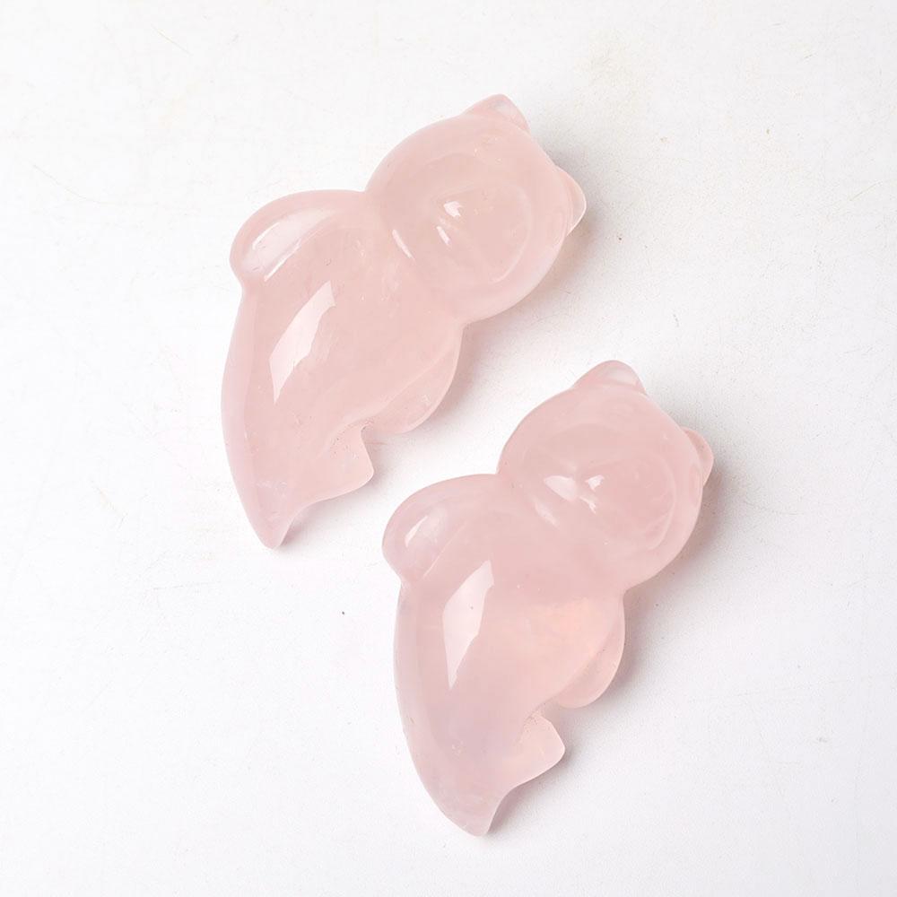 Rose Quartz Bear With Beauty Tail Crystal Carvings Wholesale Crystals USA