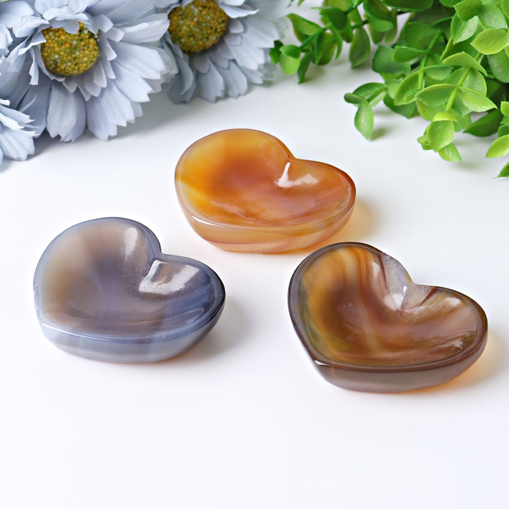 2.1" Agate Heart Shape Bowl Crystal Carvings Wholesale Crystals USA