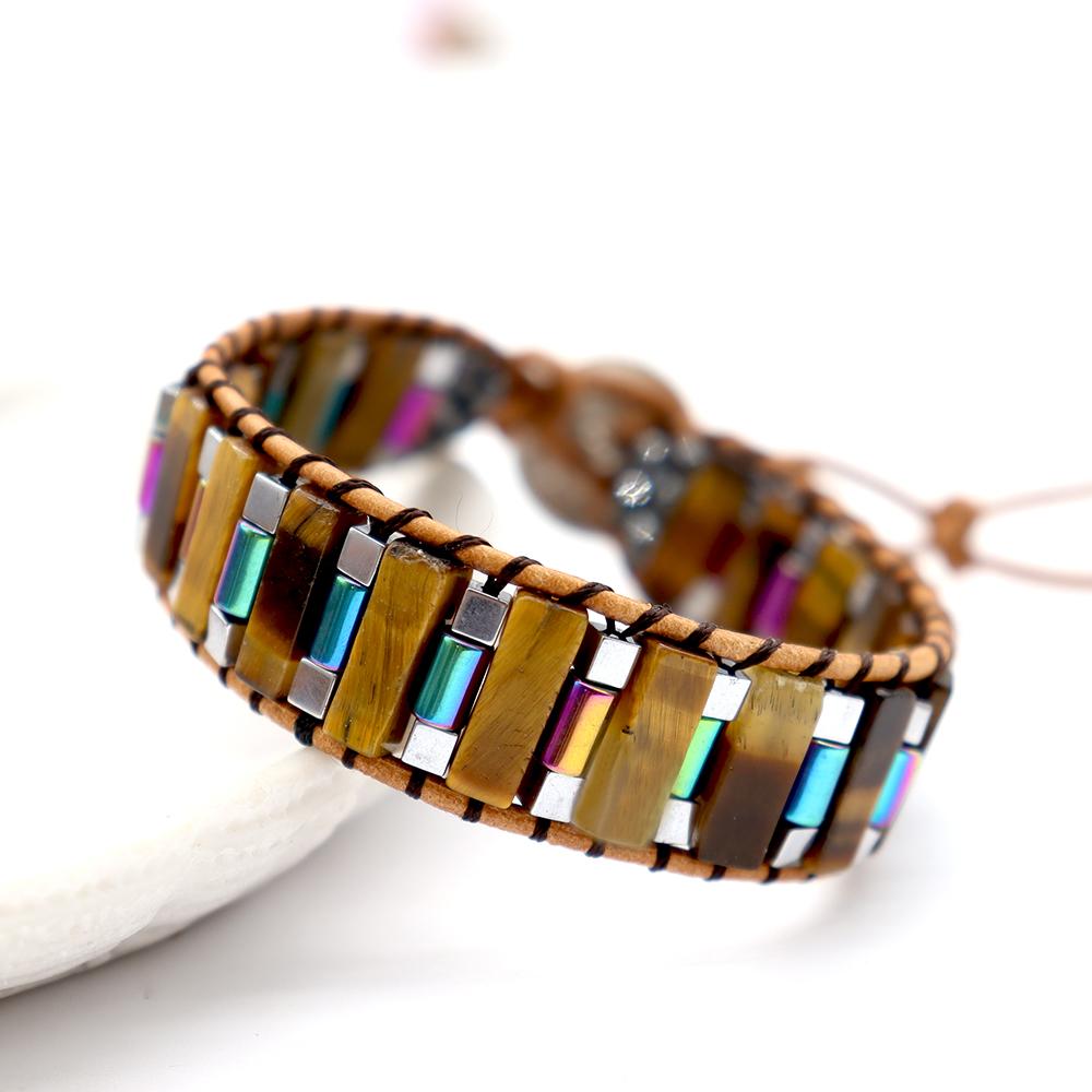 Natural Crystal Healing Bracelets Leather Wrap adjustable Bracelet Jewelry Wholesale Crystals USA
