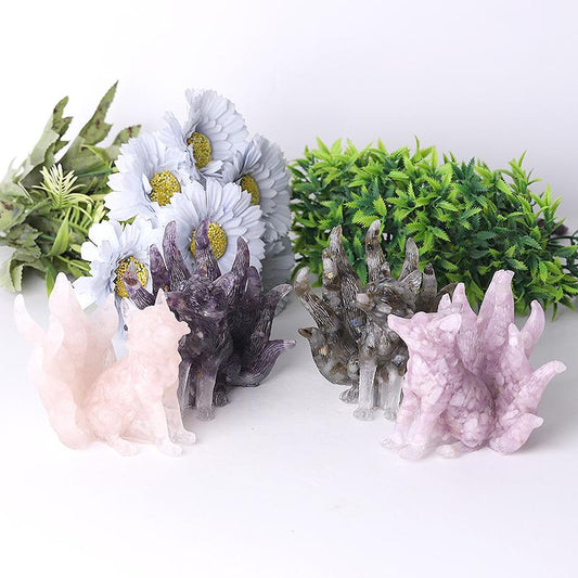 4" Nine-tail Fox Crystal Resin Carvings Wholesale Crystals USA