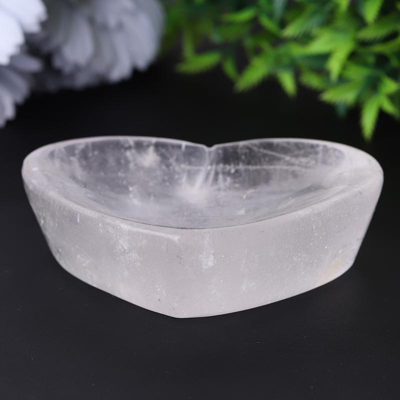 3.5" Clear Quartz Heart Shape Bowl Crystal Carvings Wholesale Crystals USA