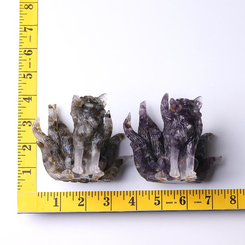 4" Nine-tail Fox Crystal Resin Carvings Wholesale Crystals USA