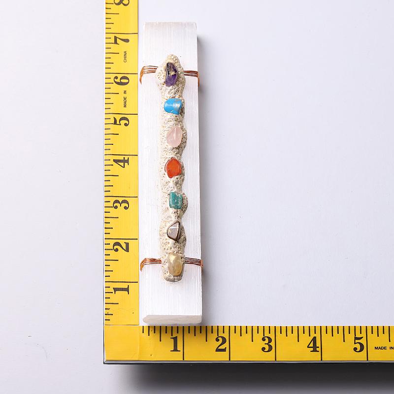 7" Selenite Wand with Chakra Stone