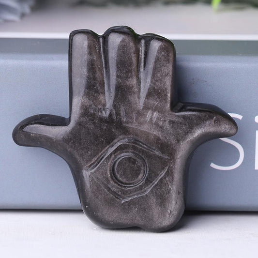 2" Hand with Evil's Eye Crystal Carvings Wholesale Crystals USA