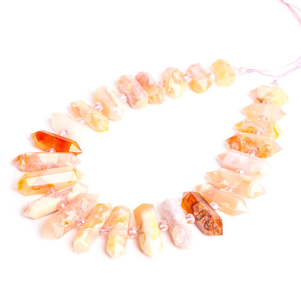 Flower Agate Crystal Point Chain String for DIY Wholesale Crystals USA