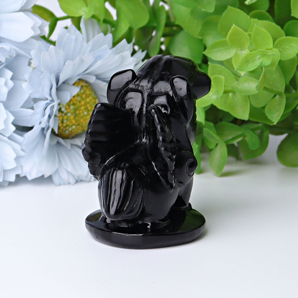 2.3" Black Obsidian Unicorn Crystal Carvings Wholesale Crystals USA