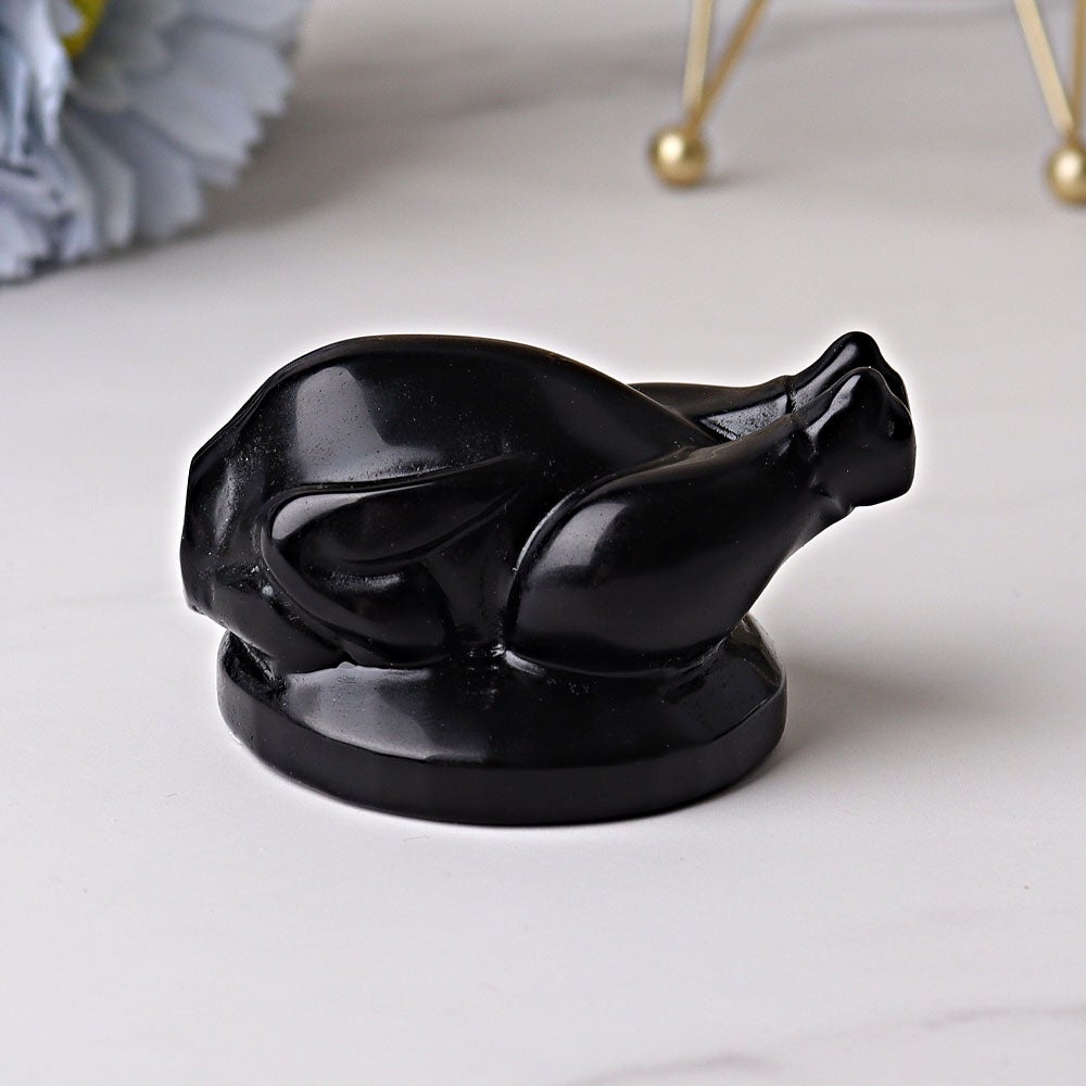 2.35" Black Obsidian Roast Turkey Crystal Carvings Wholesale Crystals USA