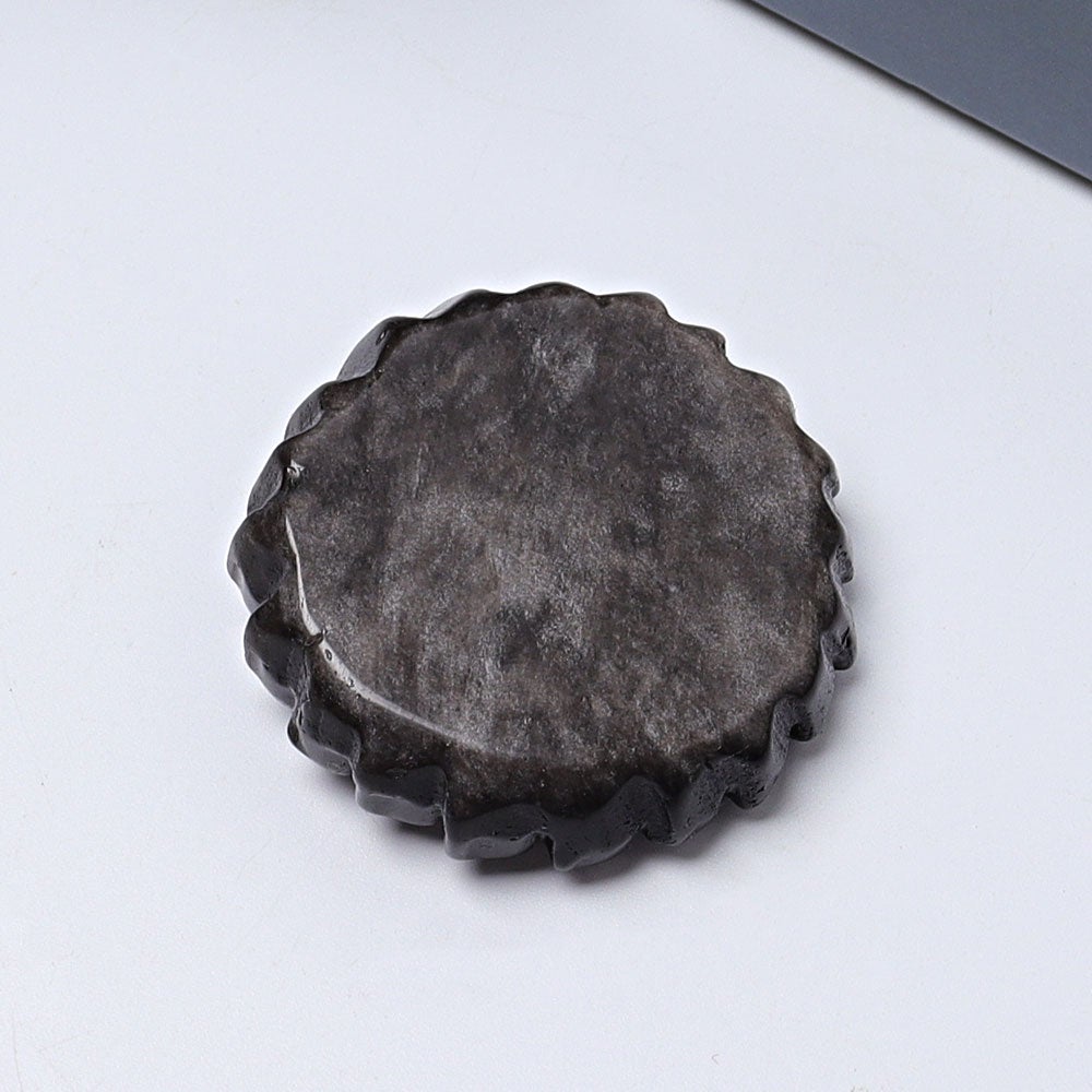 2" Silver Obsidian Sun Face Crystal Carving Wholesale Crystals USA