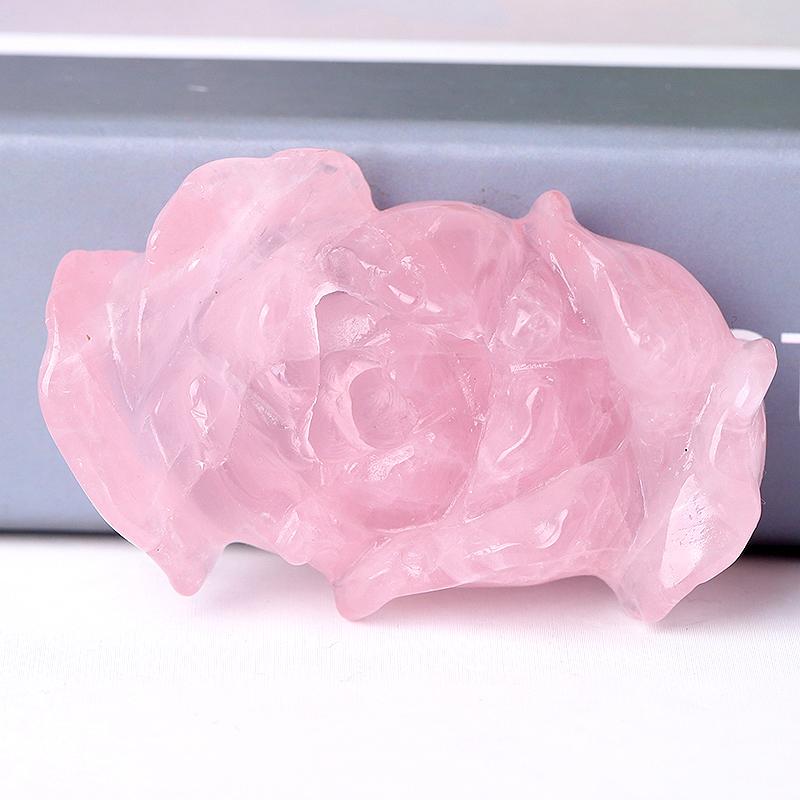3" Rose Quartz Peony Crystal Carvings Wholesale Crystals USA