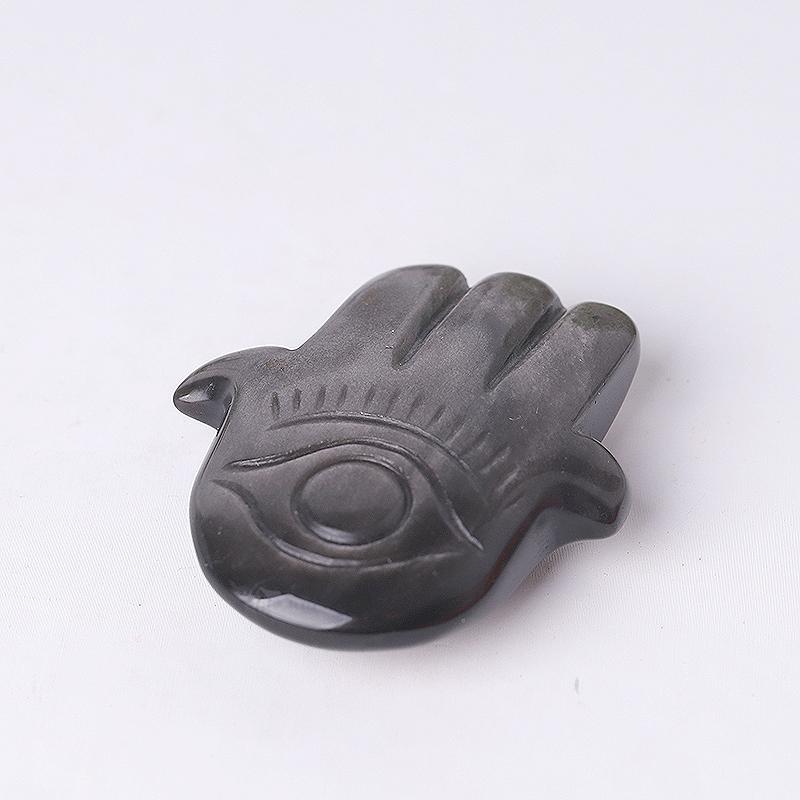 2" Sliver Obsidian Hand with Evil Eye Crystal Carvings Wholesale Crystals USA