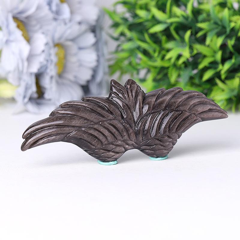 5.2" Silver Obsidian Wing Carving Wholesale Crystals USA