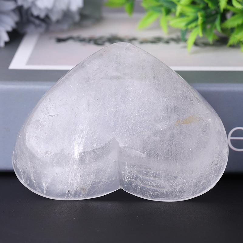 3.5" Clear Quartz Heart Shape Bowl Crystal Carvings Wholesale Crystals USA