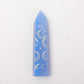 Blue Opalite Point with Laser Engraved Pattern Wholesale Crystals USA