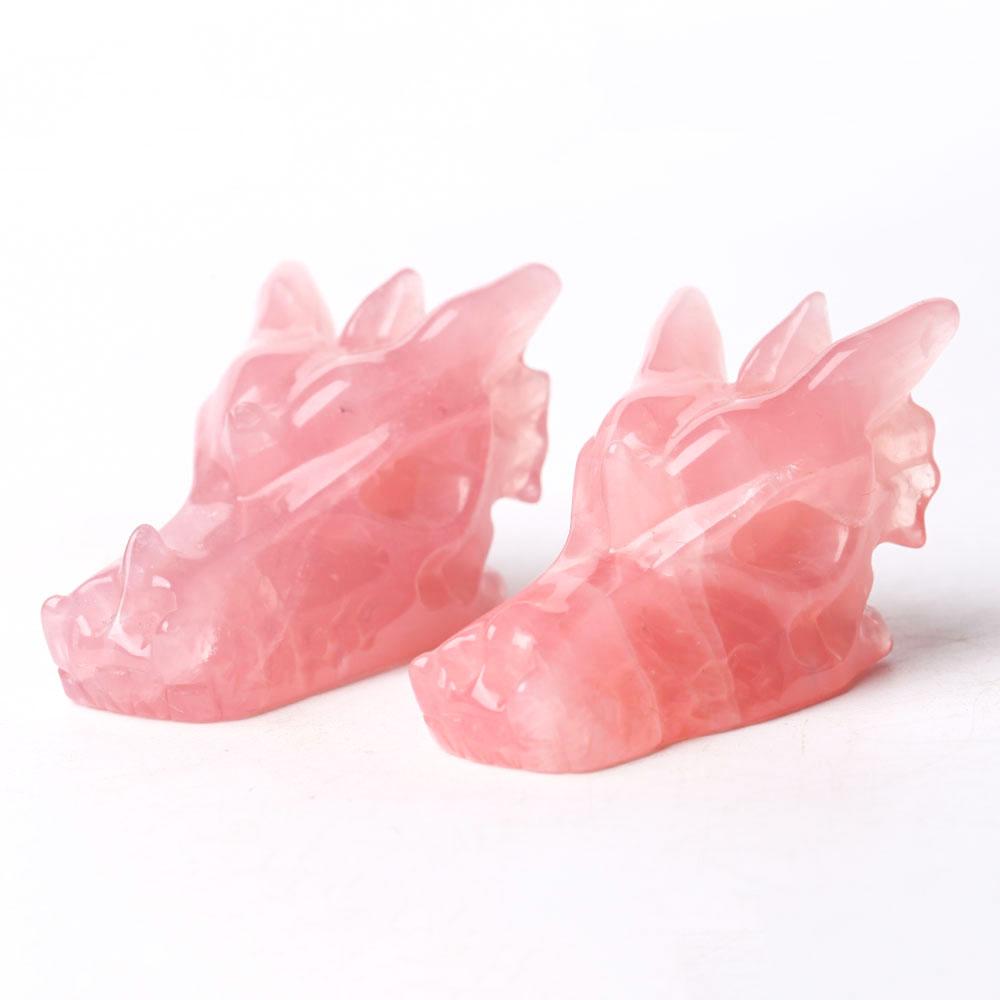 Rose Quartz Dragon Head Carving for Decoration Wholesale Crystals USA