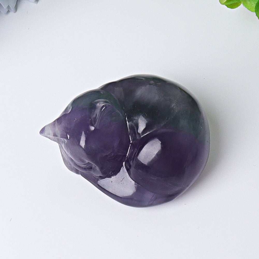 2" Fluorite Sleeping Cat Crystal Carvings Wholesale Crystals USA