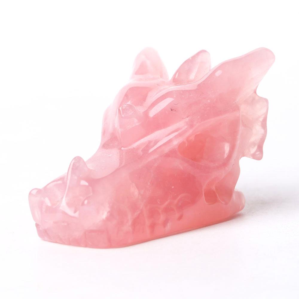 Rose Quartz Dragon Head Carving for Decoration Wholesale Crystals USA