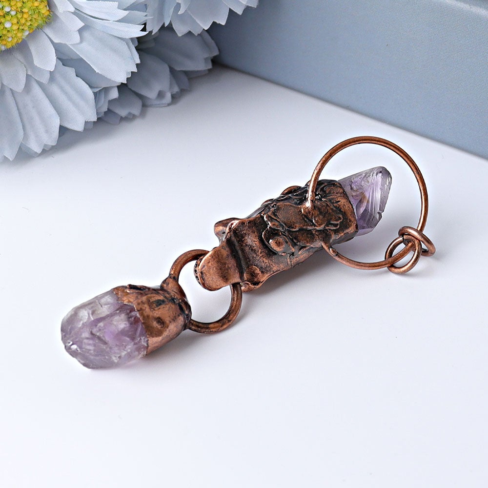 3.3" Amethyst Black Obsidian with Skull Decoration Pendant Wholesale Crystals USA