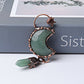 3.6" Green Aventurine Moon Design Pendant Wholesale Crystals USA