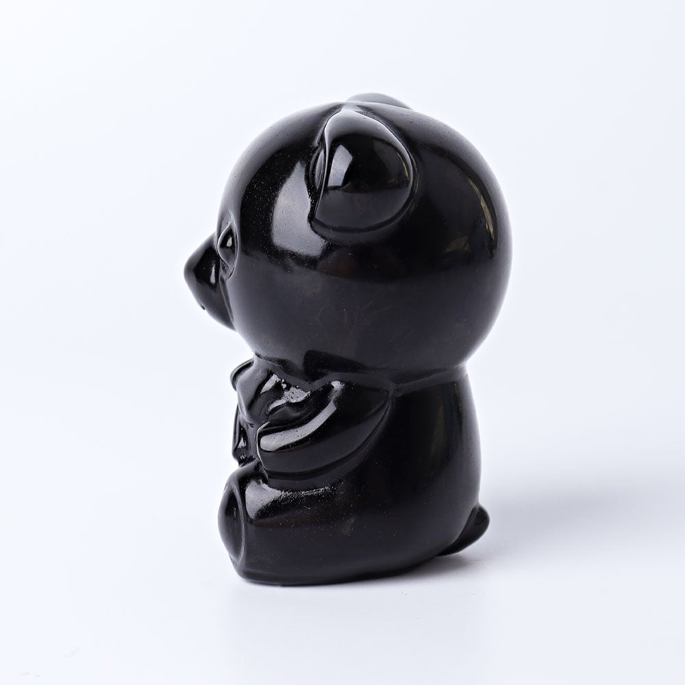 2.7" Black Obsidian Toy Bear Crystal Carvings Wholesale Crystals USA