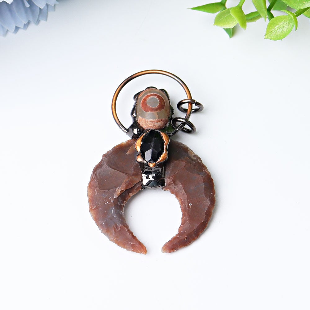 2.6" Agate Moon Shape Crystal Pendant for Jewelry DIY Wholesale Crystals USA