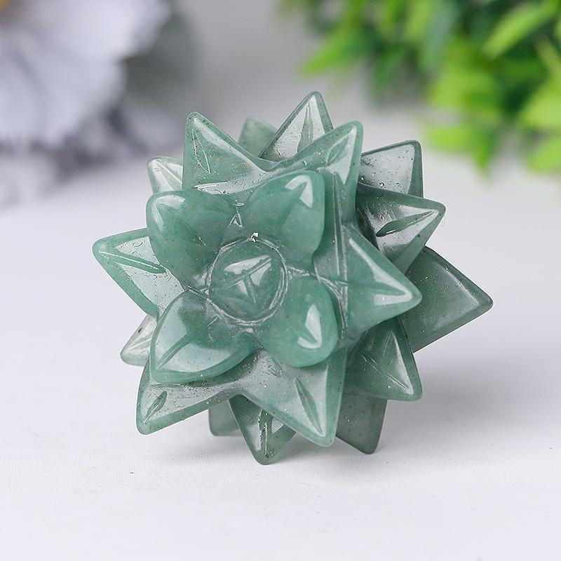 2" Green Aventurine Flower Crystal Carving Wholesale Crystals USA