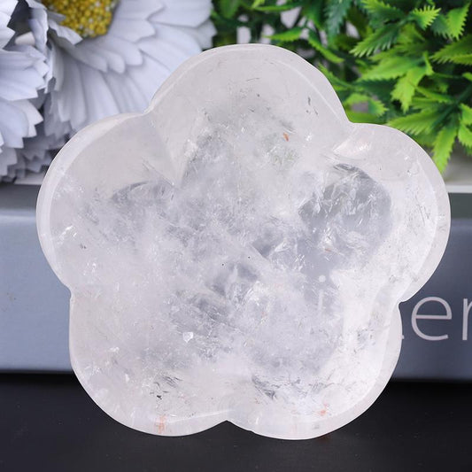 3.5" Clear Quartz Flower Shape Bowl Crystal Carvings Wholesale Crystals USA