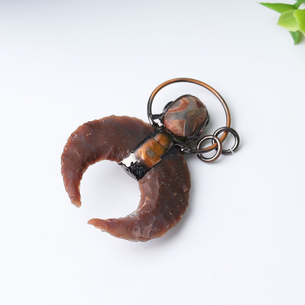2.6" Agate Moon Shape Crystal Pendant for Jewelry DIY Wholesale Crystals USA