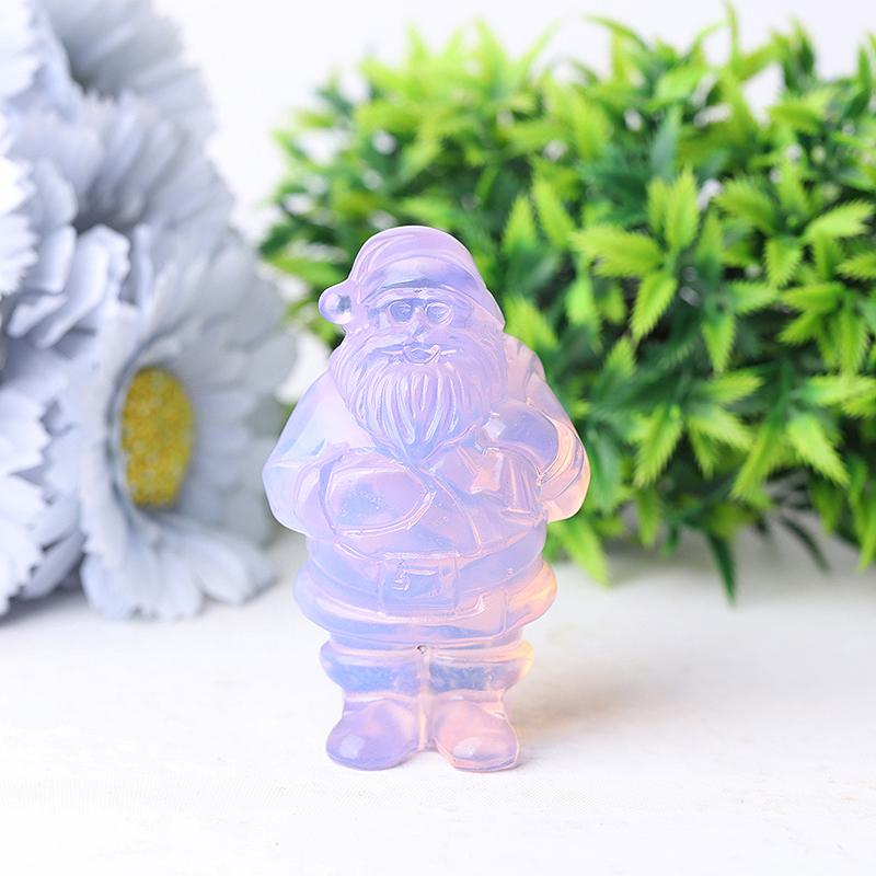 3" Pink Opalite Santa Claus Crystal Carvings for Christmas Wholesale Crystals USA