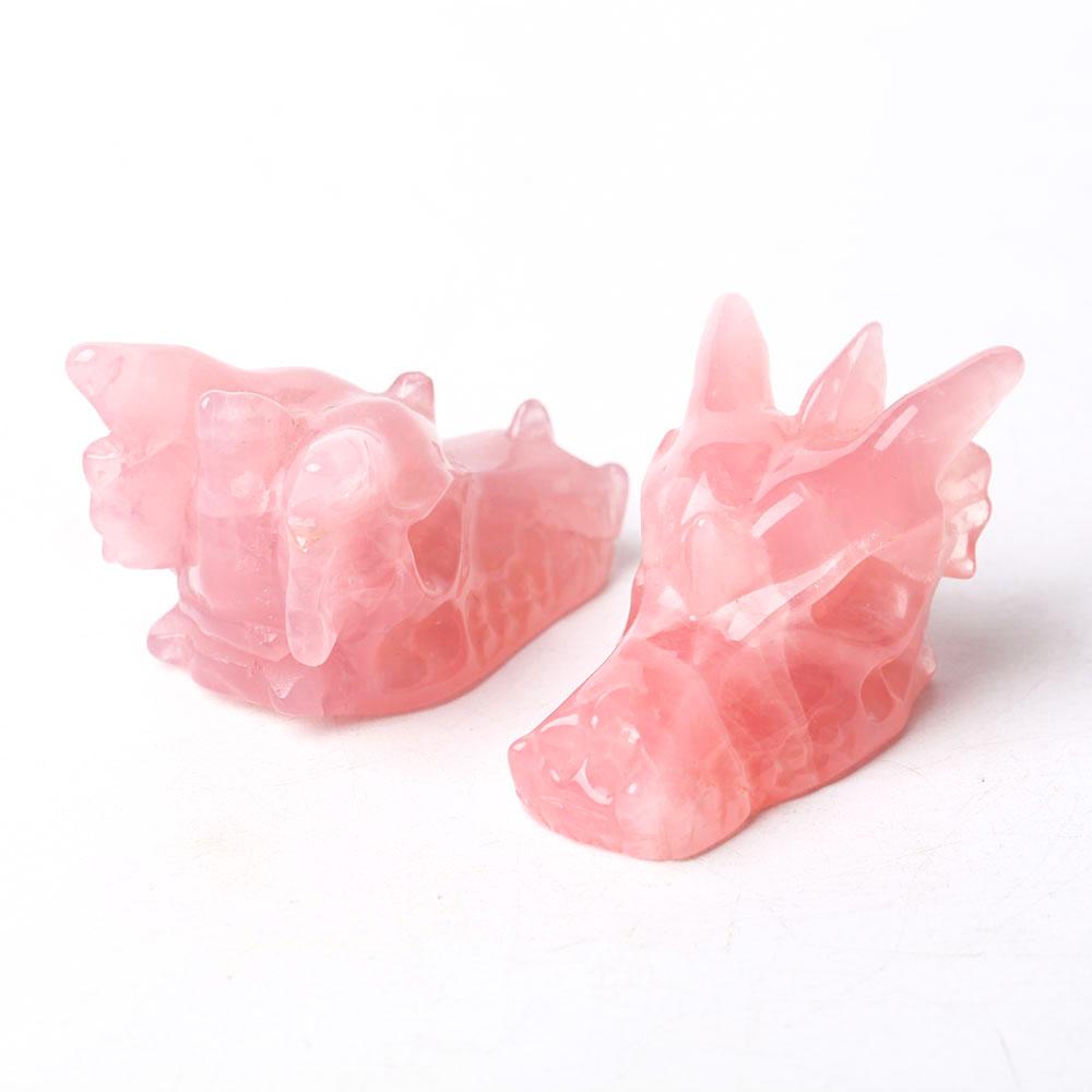 Rose Quartz Dragon Head Carving for Decoration Wholesale Crystals USA