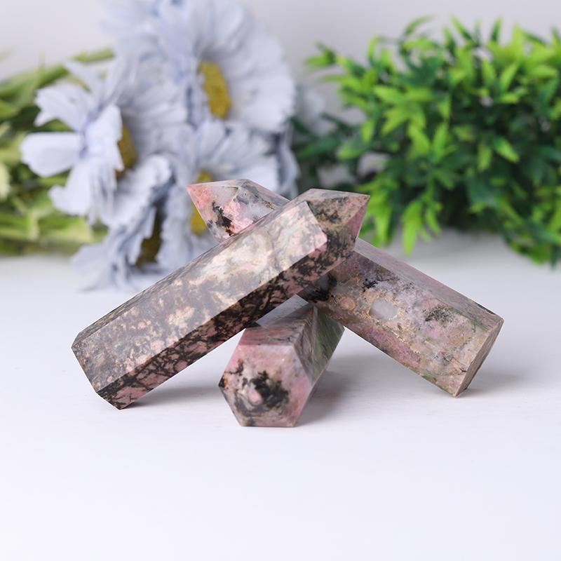 Wholesale Natural Crystal Spiritual Healing Stones Rhodonite Point Tower for Decoration Wholesale Crystals USA