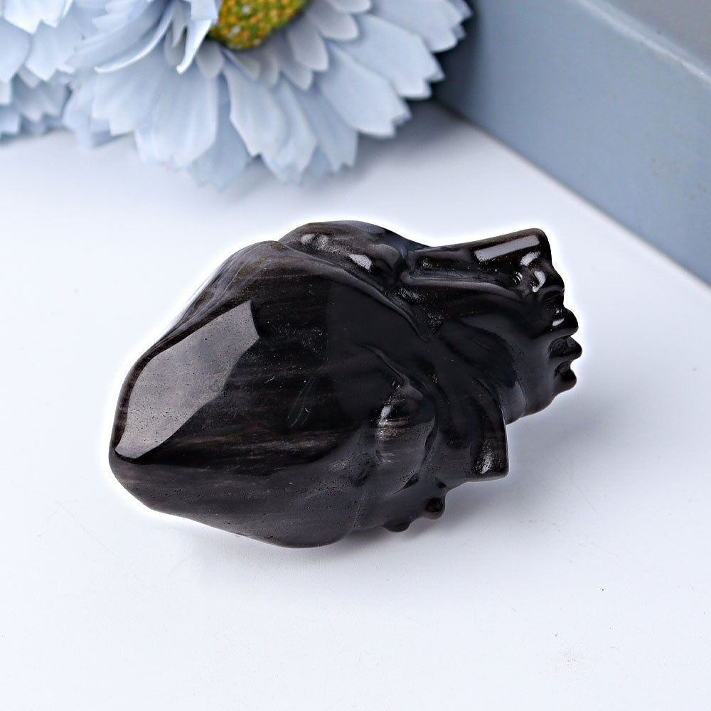 2.7" Silver Obsidian Heart Crystal Carvings Wholesale Crystals USA