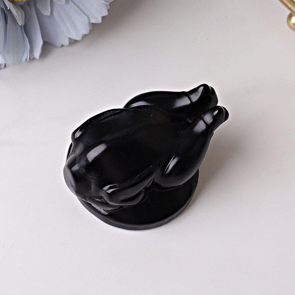 2.35" Black Obsidian Roast Turkey Crystal Carvings Wholesale Crystals USA